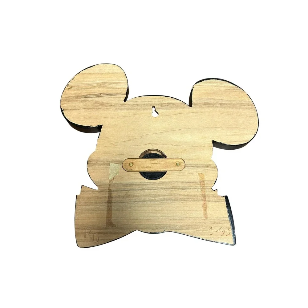 Vintage 1993 Hand Painted Mickey Mouse Wooden Wall Clock | Handmade Disney